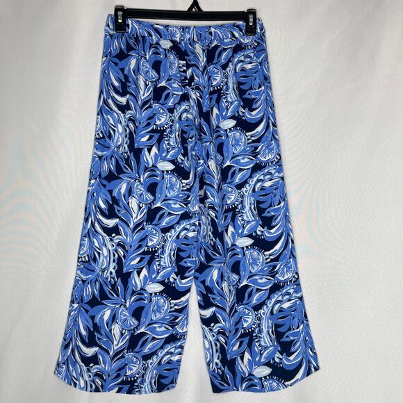 Lilly Pulitzer Pants Size 8 AVERY Crop Pant High Tide Navy You’re The Zest - Picture 1 of 9